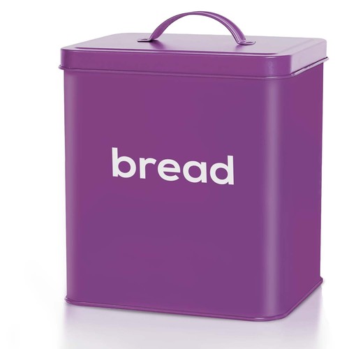 5PC METAL BREAD BIN SUGAR COFFEE TEA ENAMEL COATED STORAGE CANISTERS SET PURPLE - Picture 5 of 7
