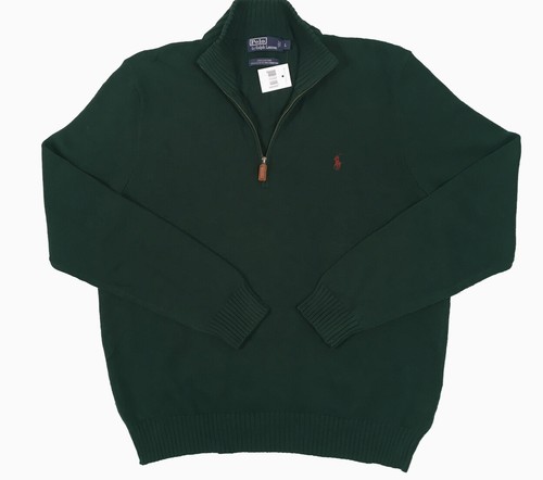 NEW Polo Ralph Lauren Sweater! Blue Black Gray Green Orange 1/2 Zip Leather Pull - Picture 9 of 18