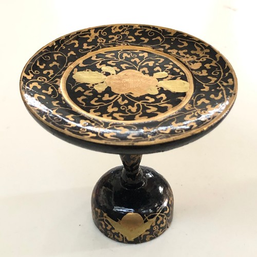 Japanese Hina Doll Takatsuki Tray Display Lacquer Makie Pair Offering Stand H5 - Picture 7 of 9