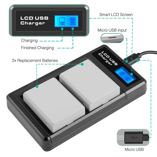 2x LP-E5 1800mAh Battery+ LCD Charger For Canon EOS 450D 500D 1000D Rebel T1i XS - Picture 5 of 12