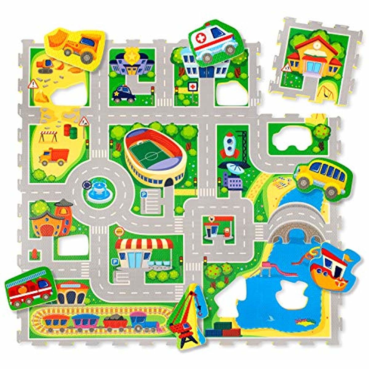 City Puzzlematte für Kinder 1,2x1,2m 16 Straßen Schaumstoffplatten mit Straßen 16 951399 City Puzzlematte für Kinder 1,2x1,2m 16 Straßen Schaumstoffplatten mit Straßen 16 951399