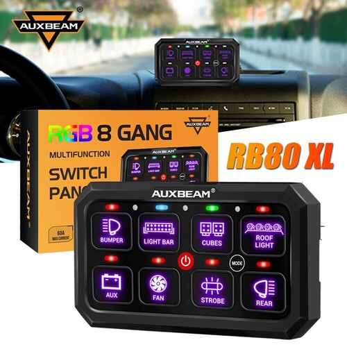 AUXBEAM RB80 XL RGB 8 velocidades panel interruptor encendido-apagado luz LED control de circuito para coche - Imagen 2 de 9