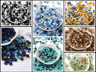 facettierte Glasperlen 150 Kristall Perlen 6mm Mix basteln Rondell DIY rund