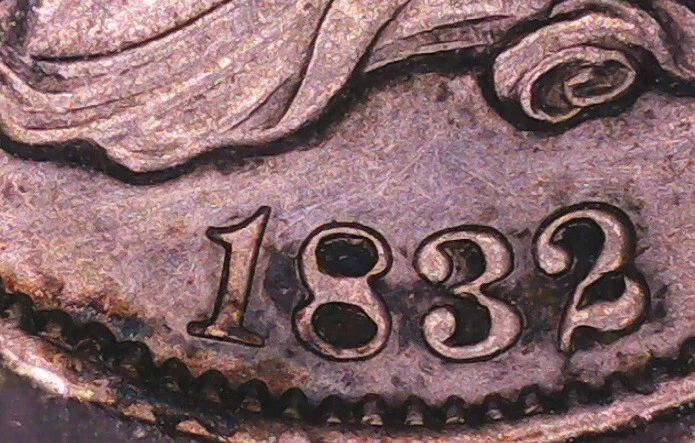 1832 Capped Bust Half Dime, 90% Silver, Strike Thru & Doubling Errors, Old Coin - Image 3 of 4