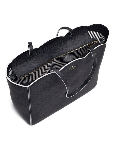 Kate Spade New York Leewood Place Rainn Black Cow Leather Scalloped Tote - Photo 3/14