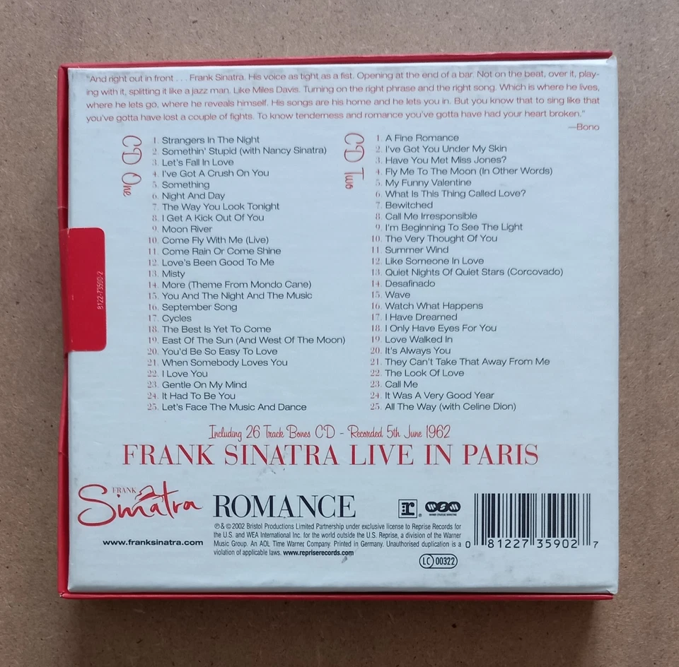 BOX 2 Cd FRANK SINATRA Romance Limited Edition 2002 Germany Reprise SIGILLATO. - Imagen 2 de 3