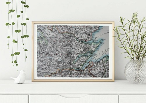 Mapa del noreste de Escocia de 1896. Impresión victoriana. Inverness, Isla Negra, Dingwall. - Imagen 2 de 6