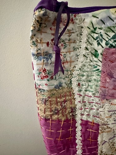 Embroidered 100% HANDMADE PURSE, shoulder bag, handbag, Japanese boro/sashiko - Picture 6 of 10
