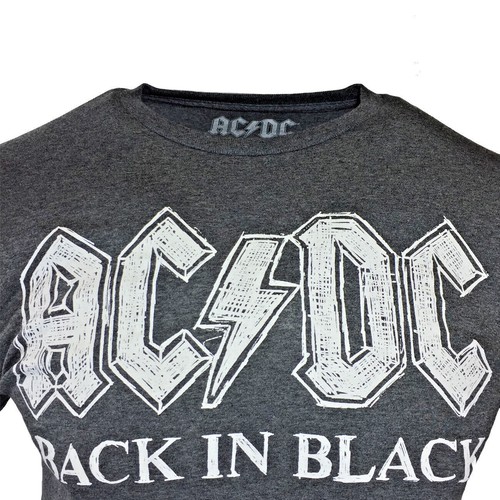 AC DC Mens Tee T Shirt -BACK IN BLACK -Tour Rock Band Music Vintage Gray -NEW - Picture 3 of 3