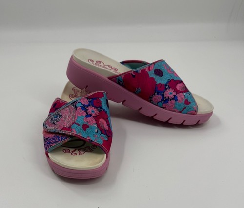 Alegria Airie Pinkerton Pantoletten Sandalen Gr. 40 oder US 9,5 Blumenmuster rosa & blau