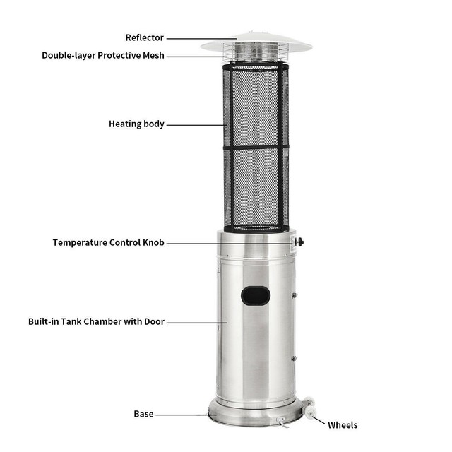Patio Heater Outdoor 304 Grade Stainless Steel Burners Heating Patio Heater Outdoor 304 Grade