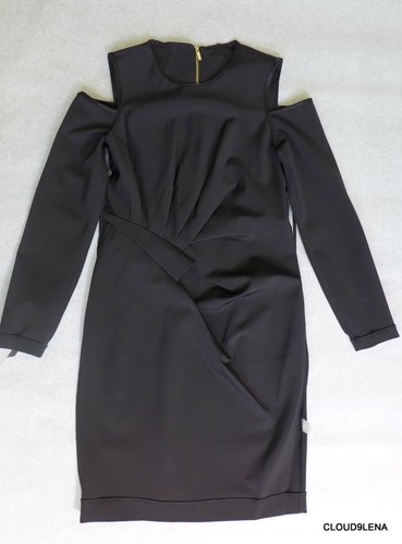 NWT DKNY Donna Karan Size 4 Cold Shoulder Long Sleeve Draped Waist Sheath Dress - Picture 9 of 10
