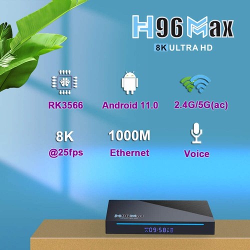 H96 Max 8K Smart TV BOX Android 11.0 Media Player wtih Remote Control, Quad Core