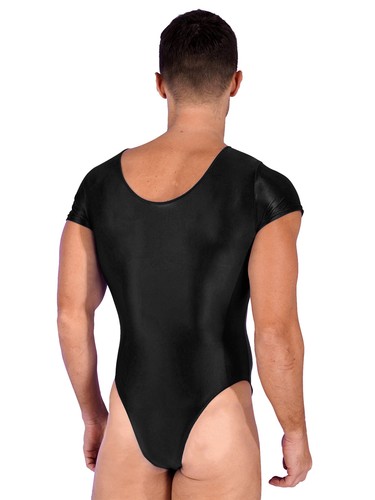Men's Leotard Shiny Glossy Smooth Swimsuit High Cut Bodysuit Swimwear Sportswear - Picture 112 of 199