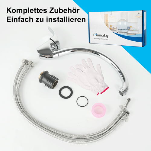 Küchenarmatur Wasserhahn Küche 360° Mischbatterie Einhand Spültischarmatur Chrom - Bild 11 von 11