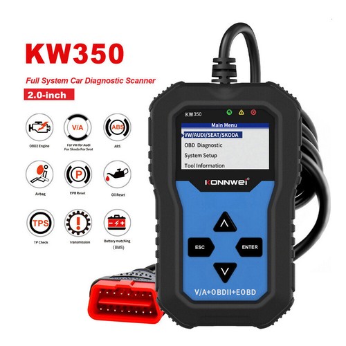 KW350 OBD2 OBDII Scanner Car Diagnostic Tester For VW Audi Car SAS SRS ABS TPS - Picture 6 of 6
