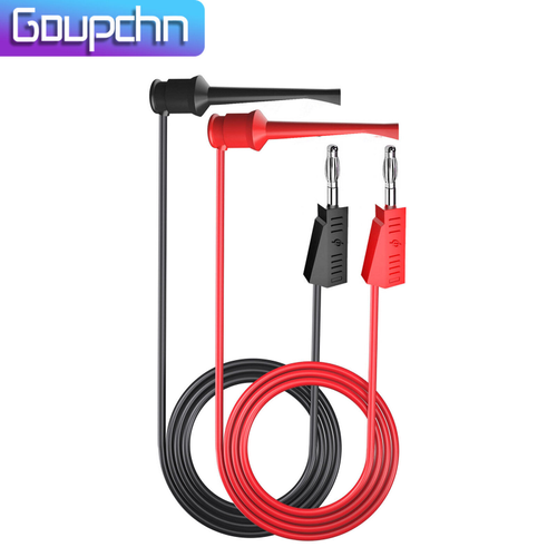 2PCS 4MM Banana Plug to Test Hook Clip Test Lead 1m Wire Mini-grabber Cable - Picture 1 of 9