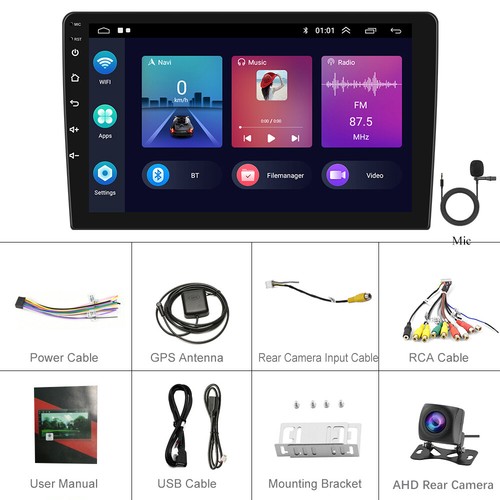 2DIN 9'' Android Wireless Apple CarPlay Car Stereo GPS Radio MP5 Player + Camera - Picture 13 of 19
