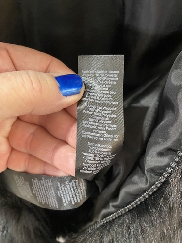Pretty Little Thing Vest Jacket Woman's 10 Faux Fur Hooded SKI Black Full Zip - Picture 14 of 15