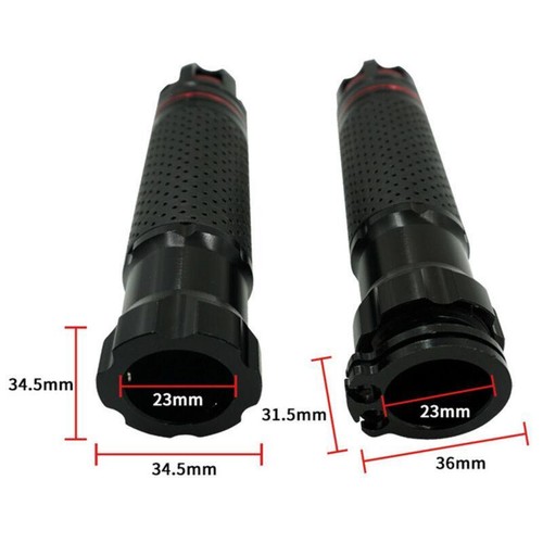 7/8" 22mm Motorcycle Bike Handlebar Hand Grip Black/Red CNC Aluminum 2Pcs   - Picture 4 of 11