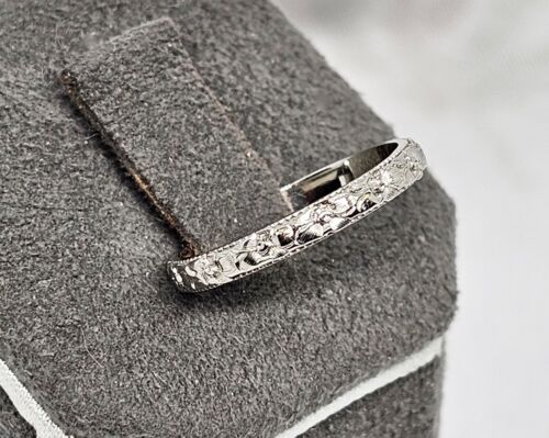 ART DECO 18K WHITE GOLD ORANGE BLOSSOM HIGH RELIEF 2.5MM WEDDING BAND,5 - Picture 6 of 9