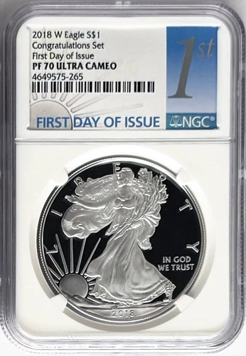2018 W PROOF SILVER EAGLE CONGRATULATIONS SET FIRST DAY OF ISSUE NGC PF70