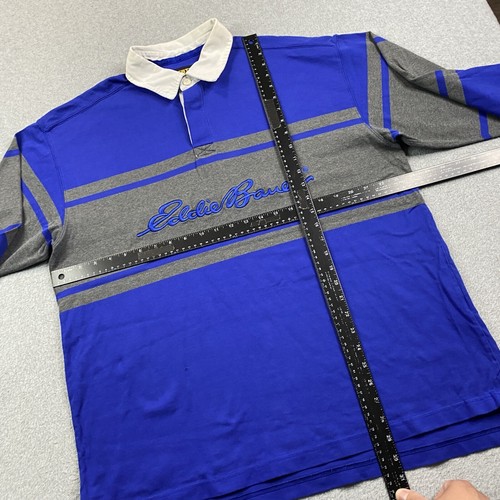 VINTAGE Eddie Bauer Rugby Polo Mens Large Tall Embroidered EBTEK Distressed * - Picture 8 of 20