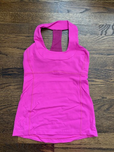 Lululemon U Neck Long Sports Bra Top Hot Pink/Raspberry Size 6 - Bild 1 von 3