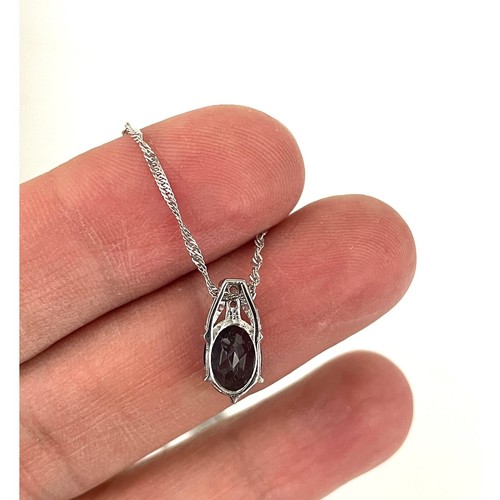 Bradford Exchange Blue Topaz 925 BGE Pendant Necklace Sterling Silver 16" - Picture 9 of 12