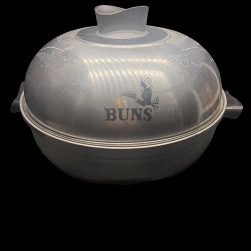 Vintage West Bend USA Aluminum Bun Warmer 3 Pce Serving Oven Unpolished - Picture 1 of 15