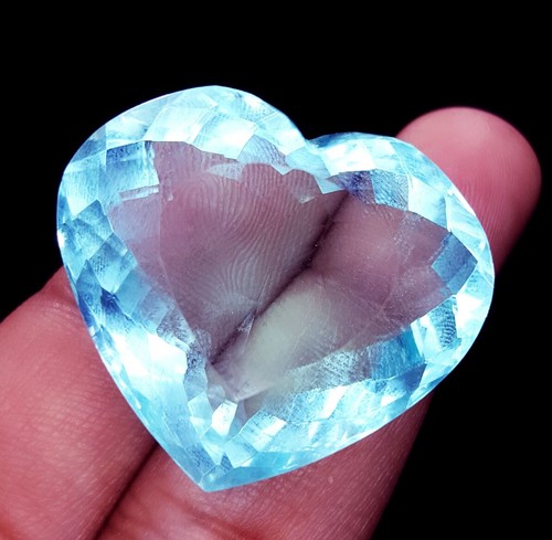Certified Blue Transparent Aquamarine 55+ Ct Loose Gemstone Heart Shape Gem O539 - Picture 9 of 13