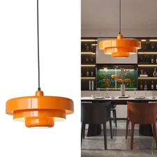 Mid Century Pendant Lamp Orange Danish Ceiling Pendant Lamp 3-Layer Shade Design