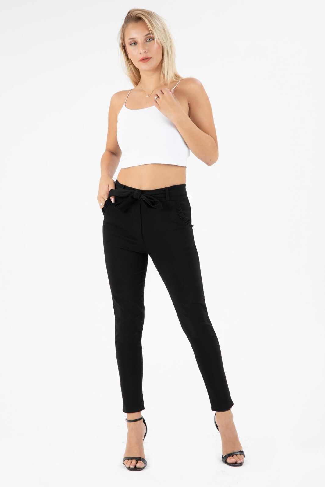 Damen Hose elegant Stretchhose Chino-Hose High-Waist Schlupfhose 36 38 40 42 44