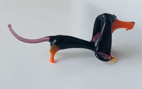 DACHSHUND~Perro~Figura de vidrio artístico soplado a mano coleccionable~Animal hecho a mano~Grande - Imagen 3 de 3