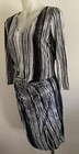 David Lawrence Size 12 Dress V neck As new Black Brown Grey Stripes Faux Wrap