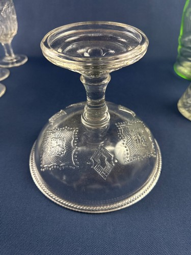 Antique Victorian BAKEWELL PEARS clear pressed glass compote c.1880+ - Picture 4 of 8