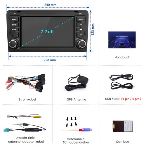 1+32GB Android 13 per AUDI A3 8P 2003-2012 Autoradio Apple Carplay GPS Navi WIFI - Foto 7 di 13