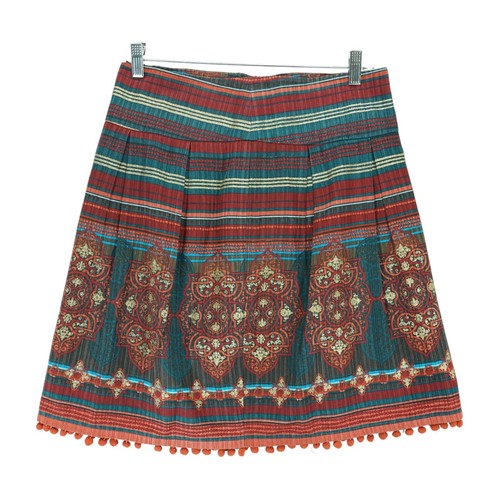 Kenzie Girl Linen Blend Pleated Skirt Pom Pom Hem Size 5 Cotton/Linen - Picture 1 of 5