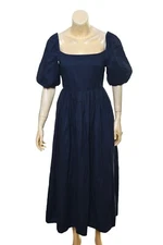 Rhode Resort Square Neck Dress S 6 Women Casual Short Puff Sleeve Midi NEW 40310