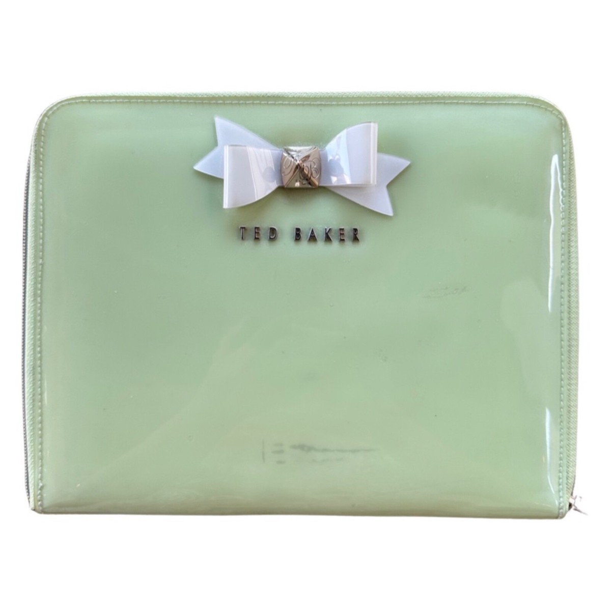 TED BAKER pea green patent padded iPAD case 10