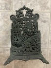 Letter Mail Holder Ornate Decór  Two Sections 9” X 6 X 3.5” Green Metal