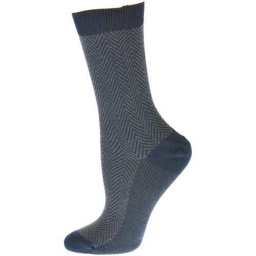 Women's Mercerized Cotton Herringbone Dress Casual Crew, Fine Gauge Knit Socks - Picture 4 of 17