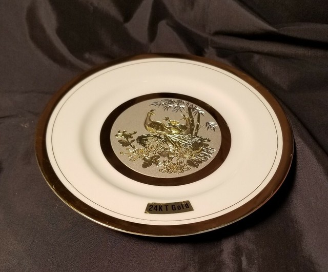 Preowned Vintage The Art of Chokin 24K Gold Edged Plate 8" | eBay The Art Of Chokin Plate 24k Gold Edged