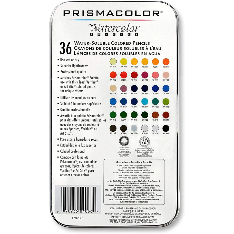 36 Colours PRISMACOLOR Premier Watercolour Pencils in Tin Set Colouring Pencil - image 4 of 4