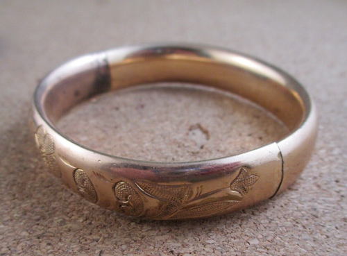 Antiker WB Co. Jugendstil Gelbgold Filled Klapp Armreif Armband Floral #314 - Bild 17 von 17