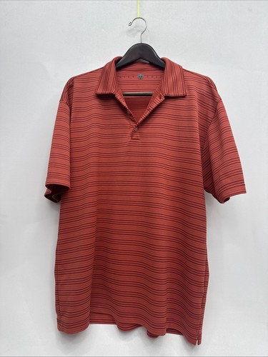Nike Golf Polo Herren XLarge Shirt Burgund Rot Kurzarm Gestreift