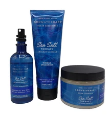 Bath & Body Works Mimosa Spearmint Body Wash Mist Cream Scrub Sea Salt (3 PACK)