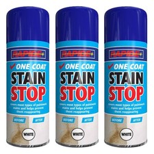 3 x Rapide One Coat Stain Stop White Aerosol Spray Can Durable 400ml