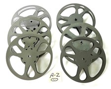 6 -16mm 400' EMPTY METAL FILM REELS GREY  A - Z       VERY NICE