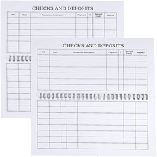 2 Set Totally 50 Sheets Check Registers for Personal Checkbook Large Print Low V